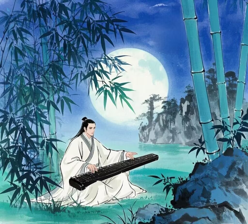 最孤独的诗:《竹里馆》 独坐幽篁里,弹琴复长啸. 深林人不知,明月来相